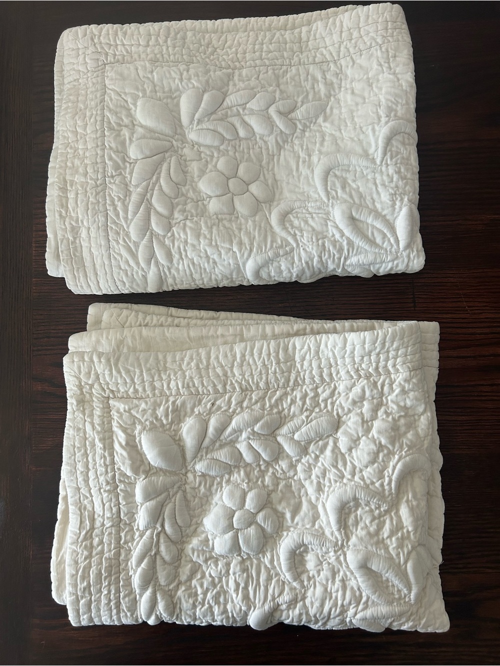 Creamy white Quilted Floral Pillow Shams - Elegant Home Bedding